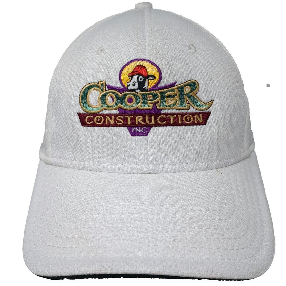 OTTO White Baseball Cap One Size Cooper Construction Cow Logo Strapback Hat